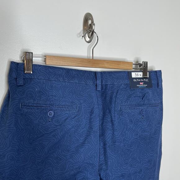 Vineyard Vines On The Go Pants Blue Printed Mens 34x34 Performance Geometric - Picture 8 of 8